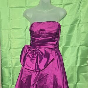 Strapless Magenta Dress with Bow Detail